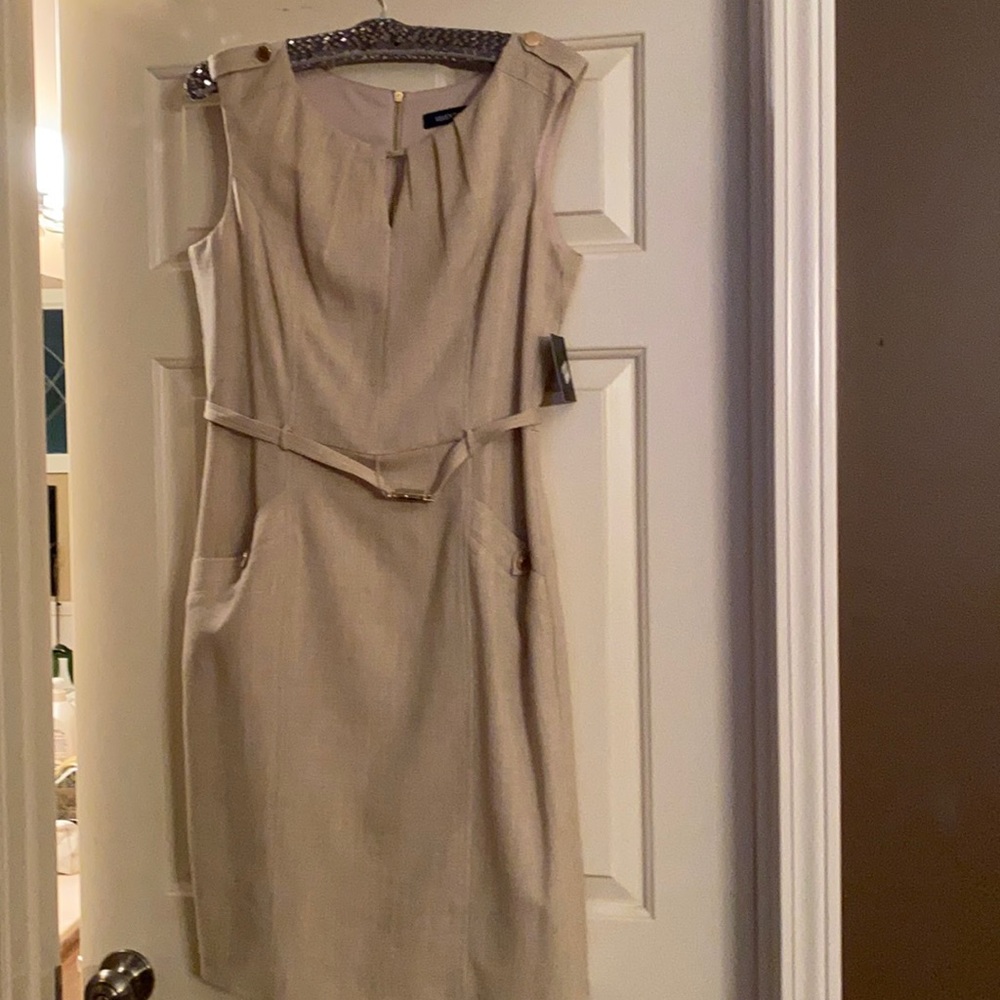 Sleeveless wheat color Ellen Tracy dress